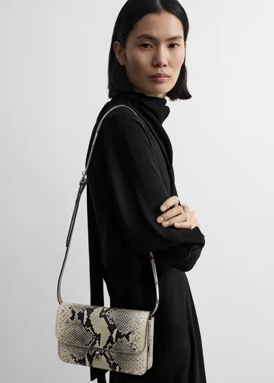 Totême T-lock Python-embossed Crossbody Black/ecru In Black/ecru
