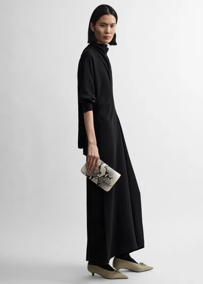 Totême T-lock Python-embossed Crossbody Black/ecru In Black/ecru