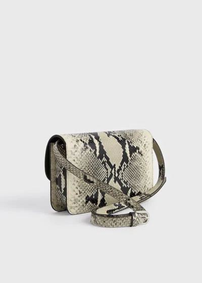 Totême T-lock Python-embossed Crossbody Black/ecru In Black/ecru