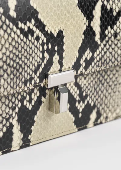 Totême T-lock Python-embossed Crossbody Black/ecru In Black/ecru