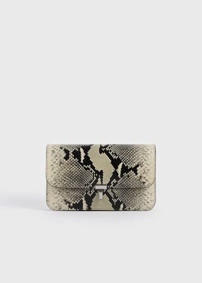 Totême T-lock Python-embossed Crossbody Black/ecru In Black/ecru