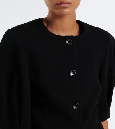 Max Mara Puff-sleeve Button-up Jacket In Black
