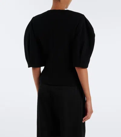 Max Mara Puff-sleeve Button-up Jacket In Black