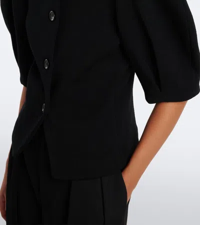 Max Mara Puff-sleeve Button-up Jacket In Black