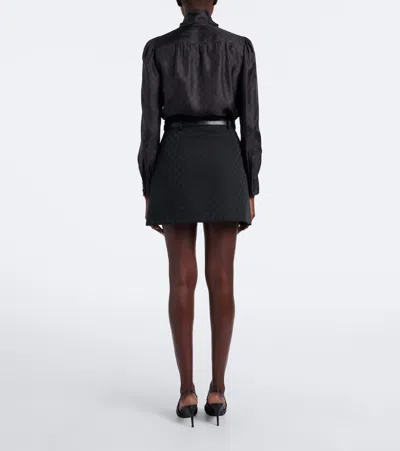 Gucci Solid Color Flared Umbrella Skirt In Black