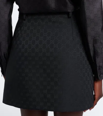 Gucci Solid Color Flared Umbrella Skirt In Black