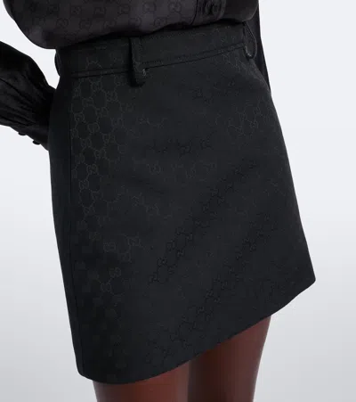 Gucci Solid Color Flared Umbrella Skirt In Black