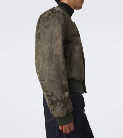 Dries Van Noten Khaki Pattern Bomber Jacket In Brown