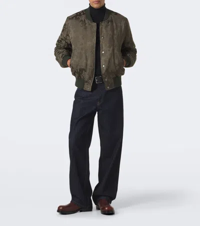 Dries Van Noten Khaki Pattern Bomber Jacket In Brown