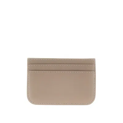 Fendi Ff Logo Smooth And Grained Leather Cardholder In Grey
