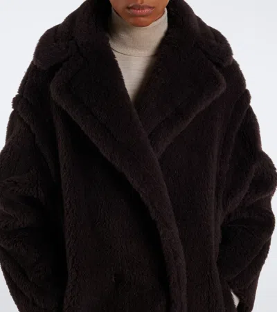 Max Mara Teddy Bear Alpaca Wool Oversized Coat In Brown