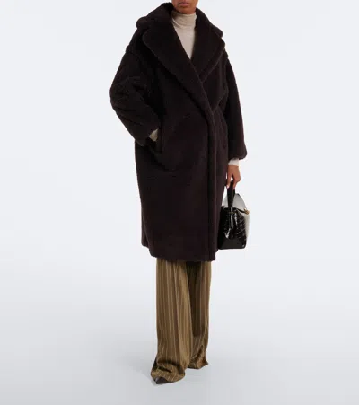 Max Mara Teddy Bear Alpaca Wool Oversized Coat In Brown