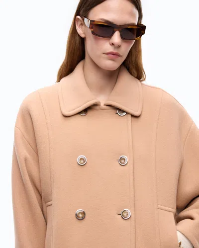 Pinko Double-breasted Cropped Coat In Neutral