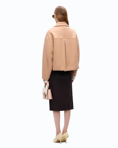 Pinko Double-breasted Cropped Coat In Neutral