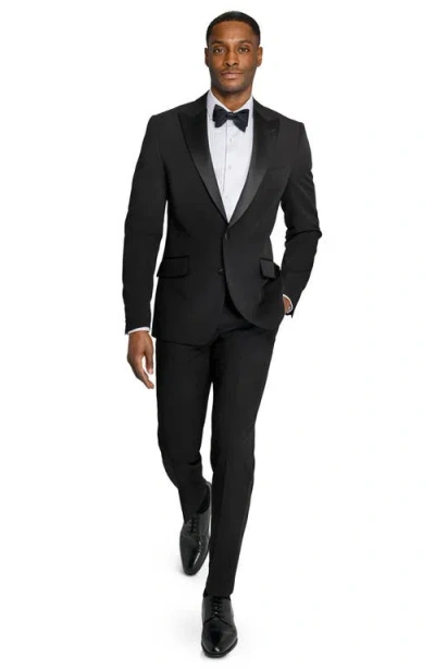 Construct Peak Lapel Tuxedo Jacket In Black