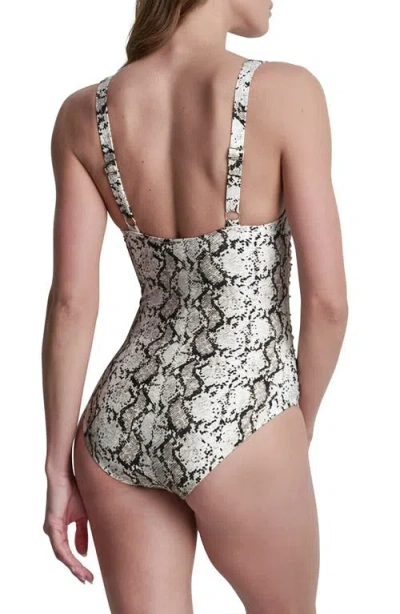 Dkny Buckle One-piece Swimsuit In White