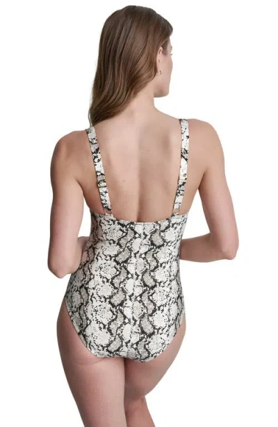 Dkny Buckle One-piece Swimsuit In White