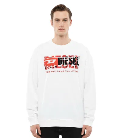 Diesel S-baxt-n1 Cotton Sweatshirt In White