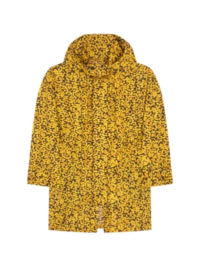 Dries Van Noten Yellow Oversized Printed Parka Coat In Multi