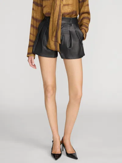 Frame The Structural Leather Shorts In Black