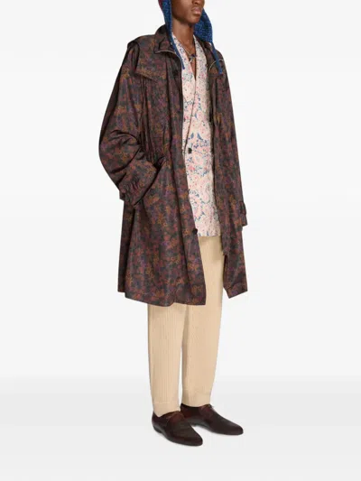 Dries Van Noten Oversized Printed Parka In Brown