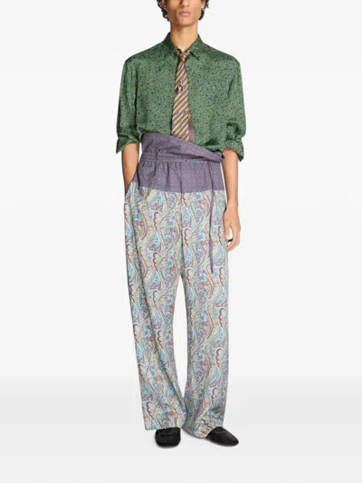 Dries Van Noten Slim Tie Floral Striped Patterned Design In Brown