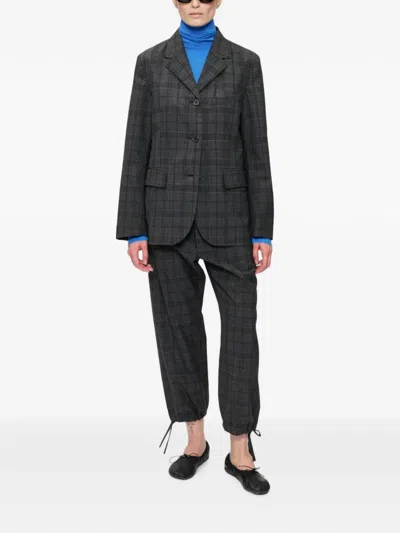 6397 Relaxed Sporting Check-pattern Blazer In Gray