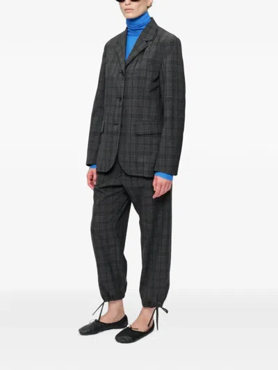 6397 Relaxed Sporting Check-pattern Blazer In Gray