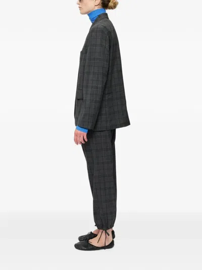 6397 Relaxed Sporting Check-pattern Blazer In Gray