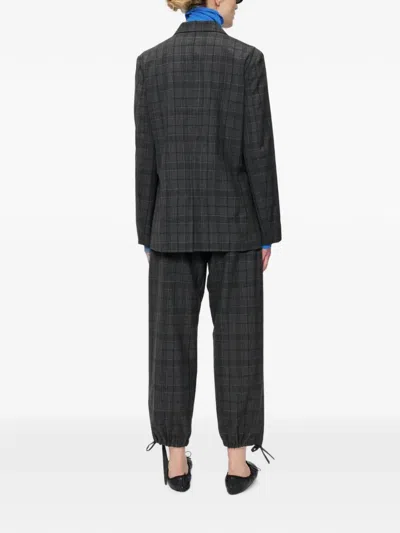 6397 Relaxed Sporting Check-pattern Blazer In Gray