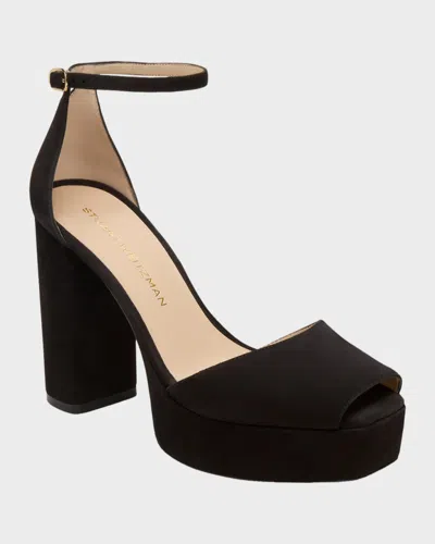 Stuart Weitzman 110mm Sabrina Suede Platform Sandals In Black