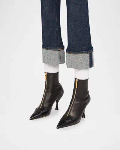 Thom Browne 90mm Wingtip Leather Booties In Black