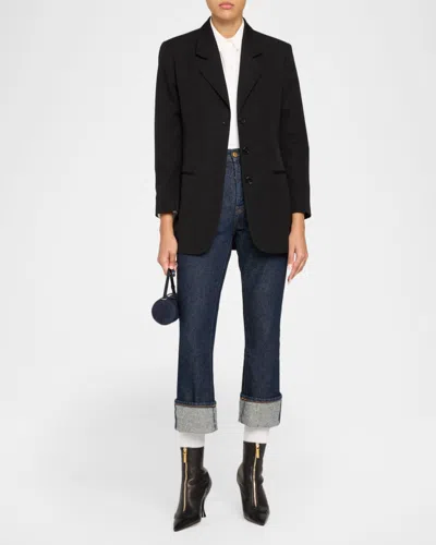 Thom Browne 90mm Wingtip Leather Booties In Black