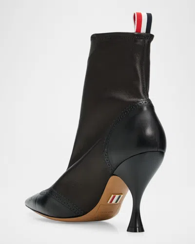 Thom Browne 90mm Wingtip Leather Booties In Black