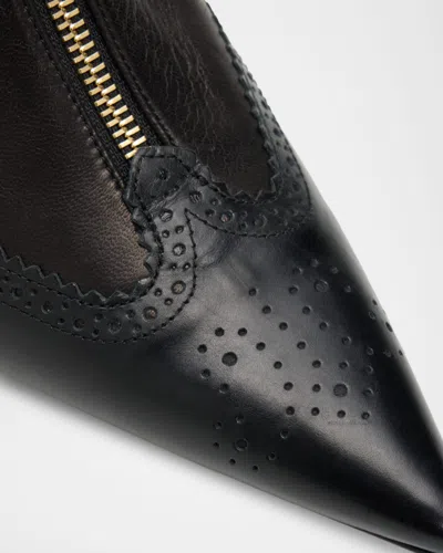 Thom Browne 90mm Wingtip Leather Booties In Black