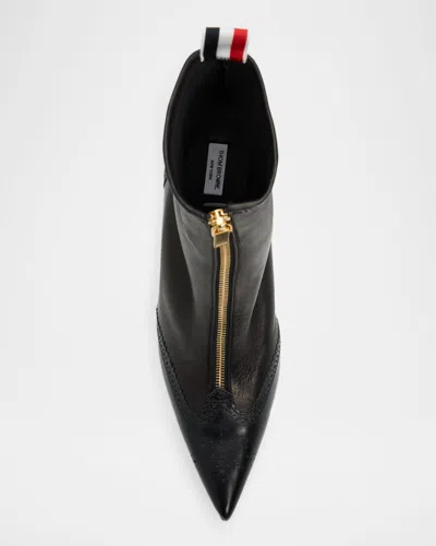 Thom Browne 90mm Wingtip Leather Booties In Black