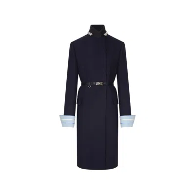 Prada Belted Jacket Embellished Collar Front Pockets In Multi