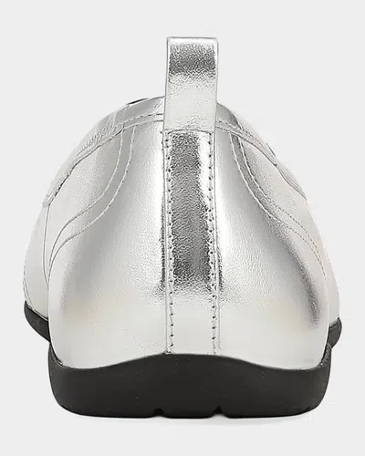 Vince Coralie Leather Ballet Flats In Silver