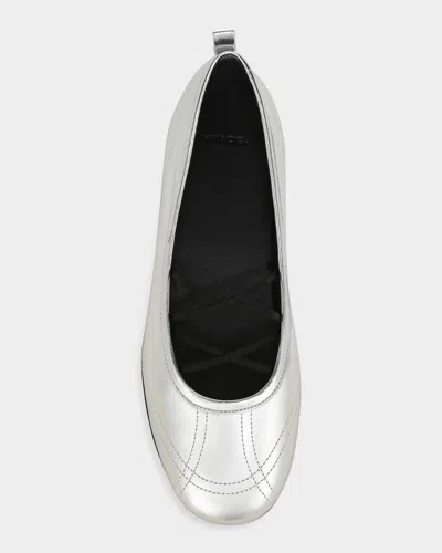 Vince Coralie Leather Ballet Flats In Silver