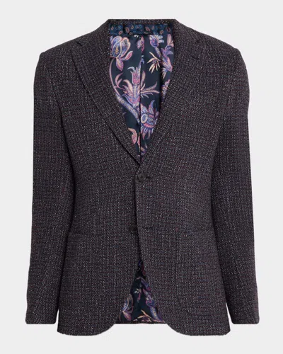 Etro Single-breasted Wool-blend Bouclé Jacket In Animal Print