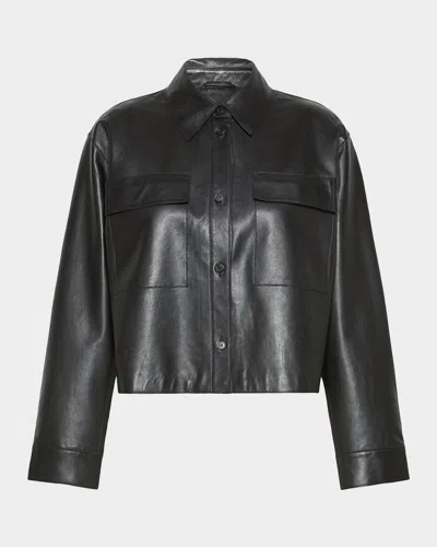 Weekend Max Mara Button-front Nappa Leather Jacket In Black