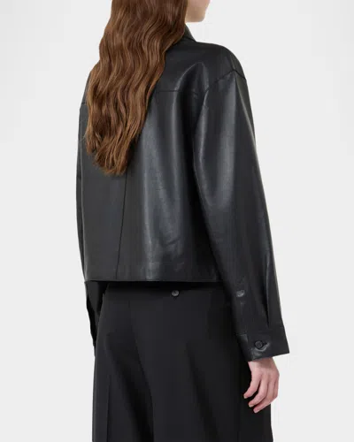 Weekend Max Mara Button-front Nappa Leather Jacket In Black