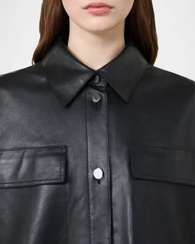 Weekend Max Mara Button-front Nappa Leather Jacket In Black