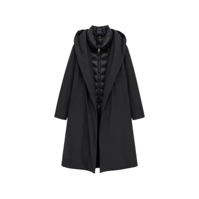 Herno Long Hooded Womens Coat Side Pockets In Black