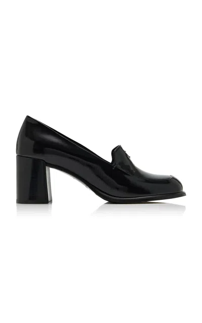 Prada Patent Leather Loafer Pumps In Black