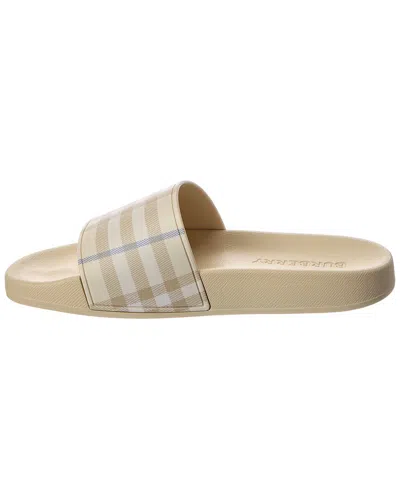 Burberry Checkered Pattern Flat Sole Slide Sandals In Neutral