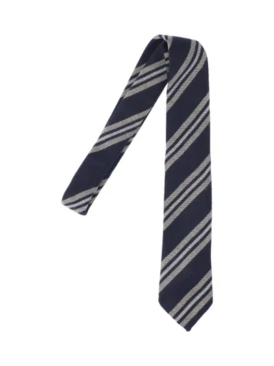 Finamore 1925 Diagonal Striped Ties Slim Shape In Black
