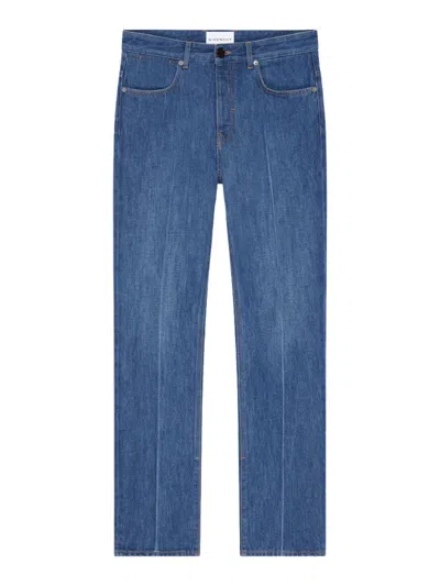 Givenchy Straight Fit Shadow Washed Jeans With Crease Effect In Blue