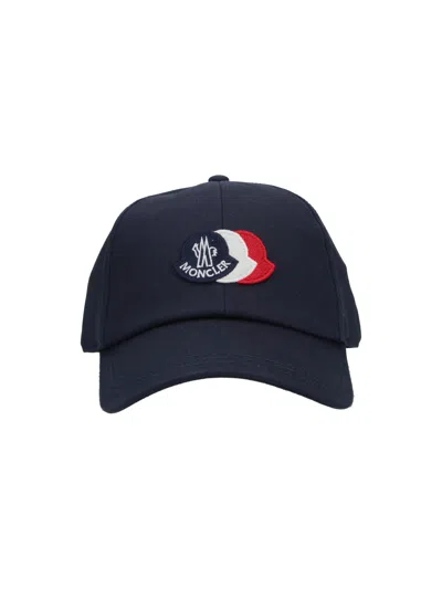 Moncler L20913b000210u618 Tricolour Logo Baseball Cap In Blue
