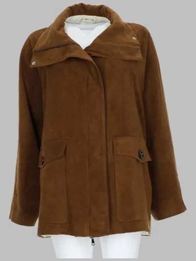 Alysi Dainetto High-neck Raglan-sleeve Coat In Brown
